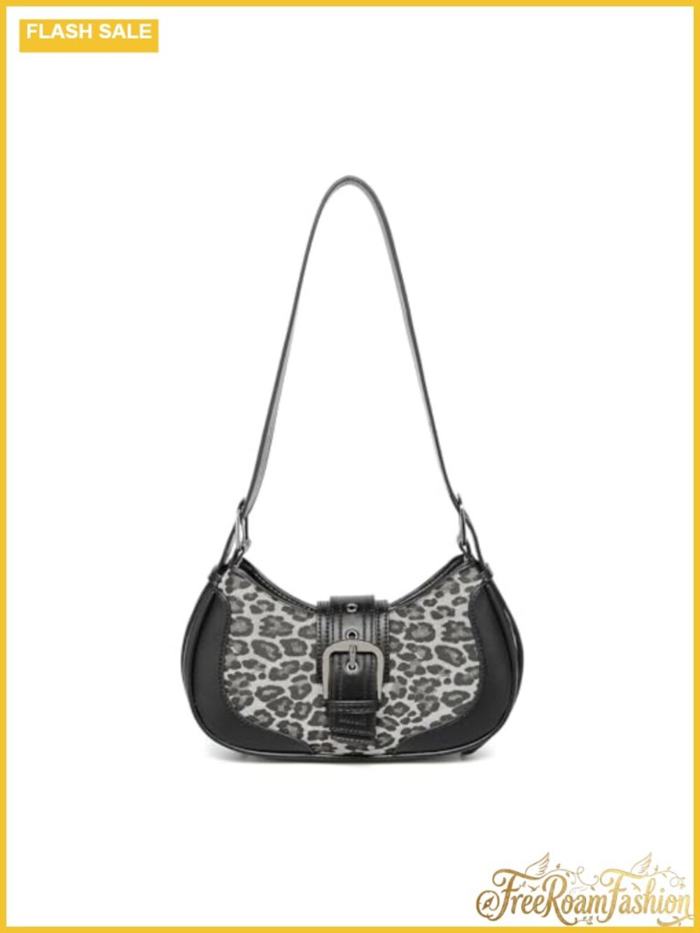Y2K Leopard Print Vegan Leather Faux Suede Crescent Hobo Crossbody Bag